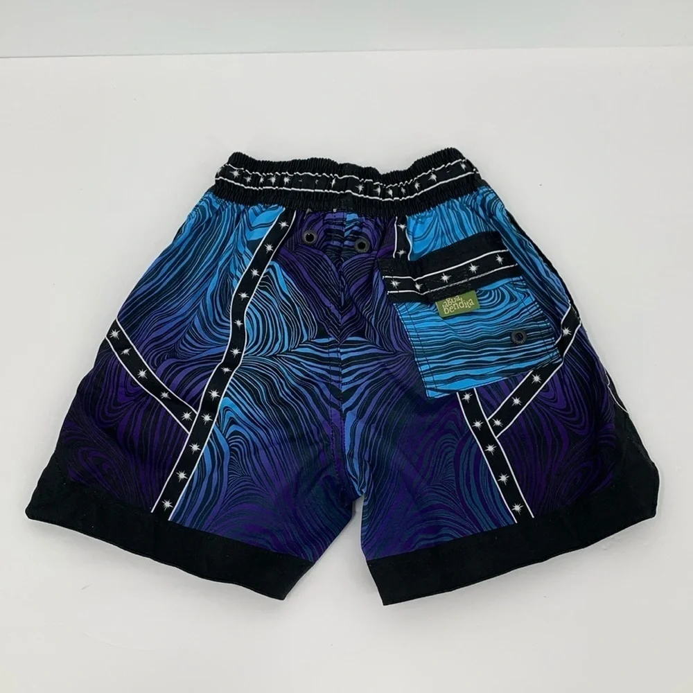 Agua Bendita Luke Eter swim shorts trunks blue purple swirl patch boys new 4